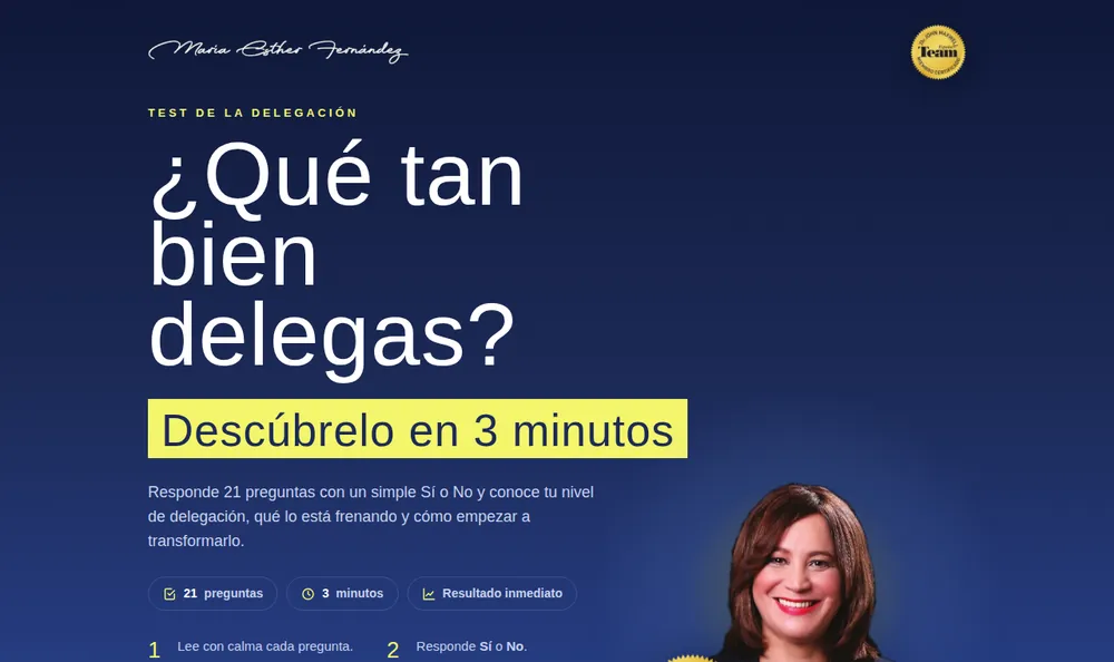 Pantalla del Test de la Delegación de María Esther Fernández